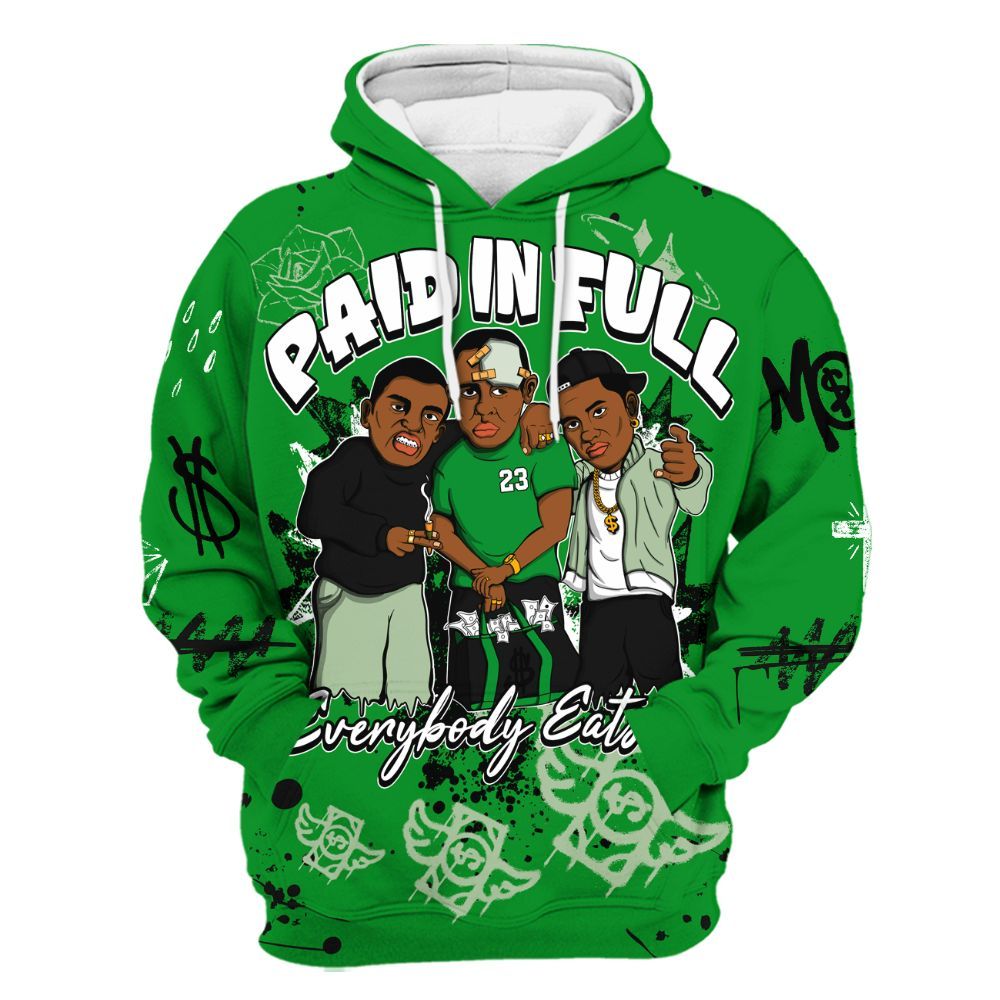 Hoodie To Match Green Spark CJ1 T-Rex - Everybody Paid In Full Crayon All Over Print