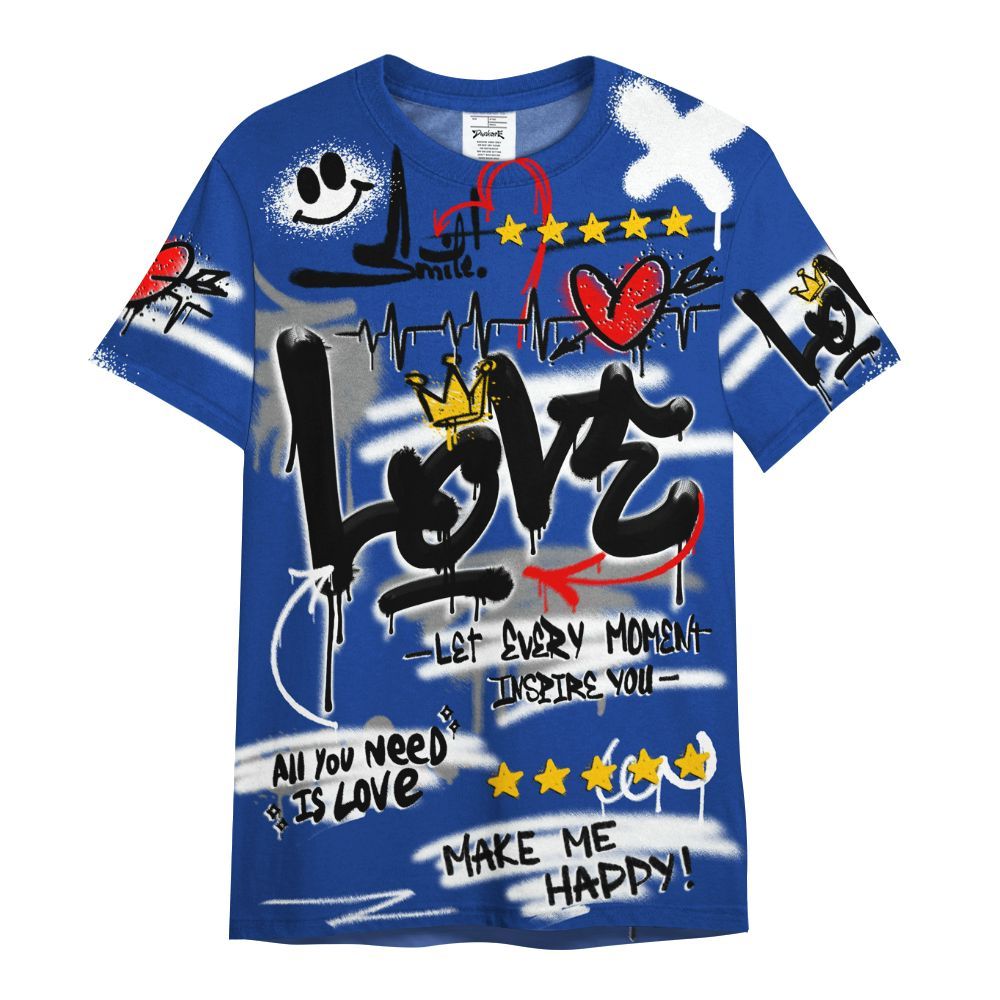 Shirt To Match Air Foamposite One Royal - Happy Love Beats Graffiti Streetwear All Over Print