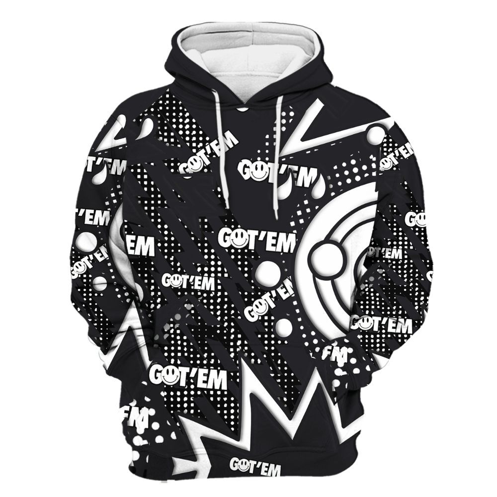 Hoodie To Match White Thunder 4s Varsity Jacket, Retro Vintage 90s All Over Print