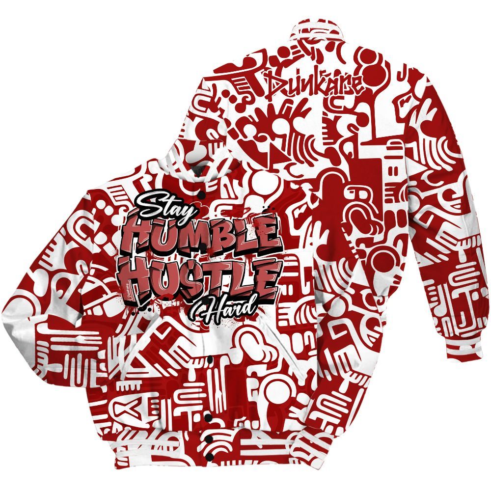 Varsity Jacket To Match Red Taxi 12s - Humble Hustle Retro Red Taxi 12s Outfit All Over Print