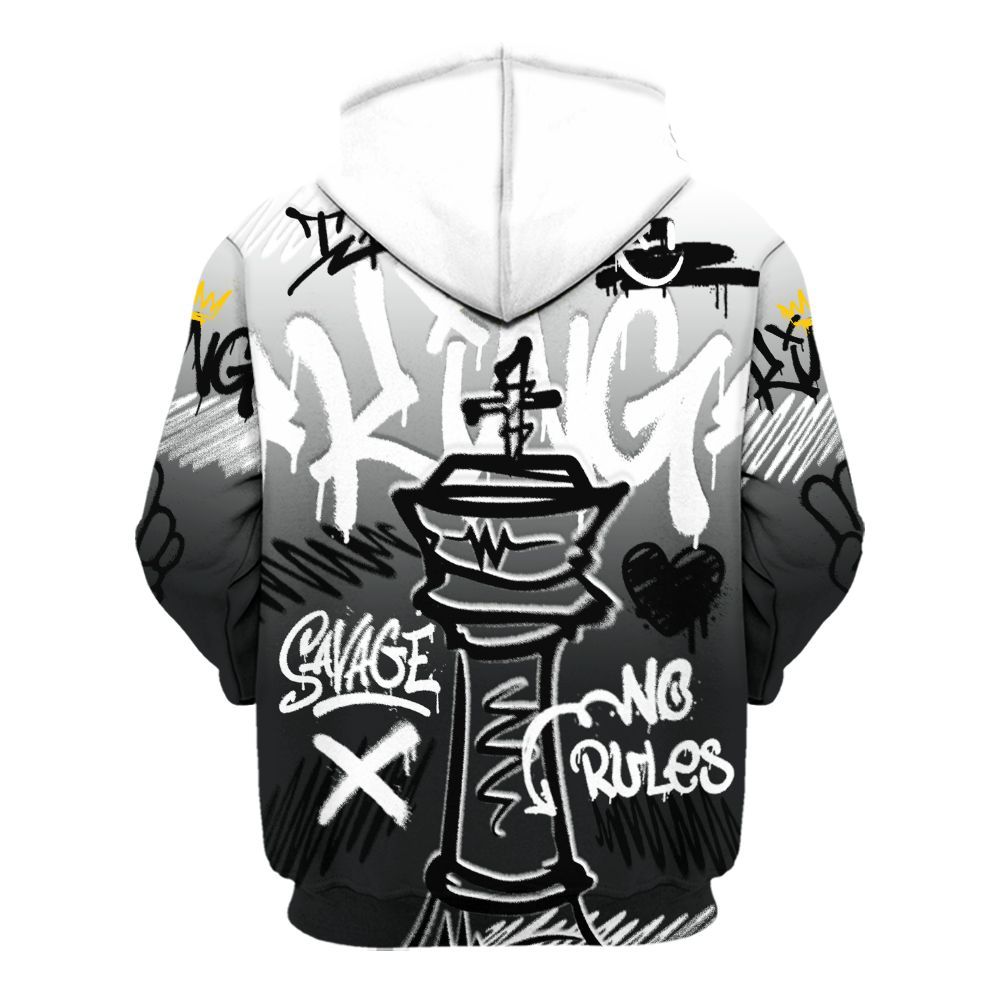 Hoodie To Match Low 85 Metallic Black 1s - Street King Chess Streetwear All Over Print