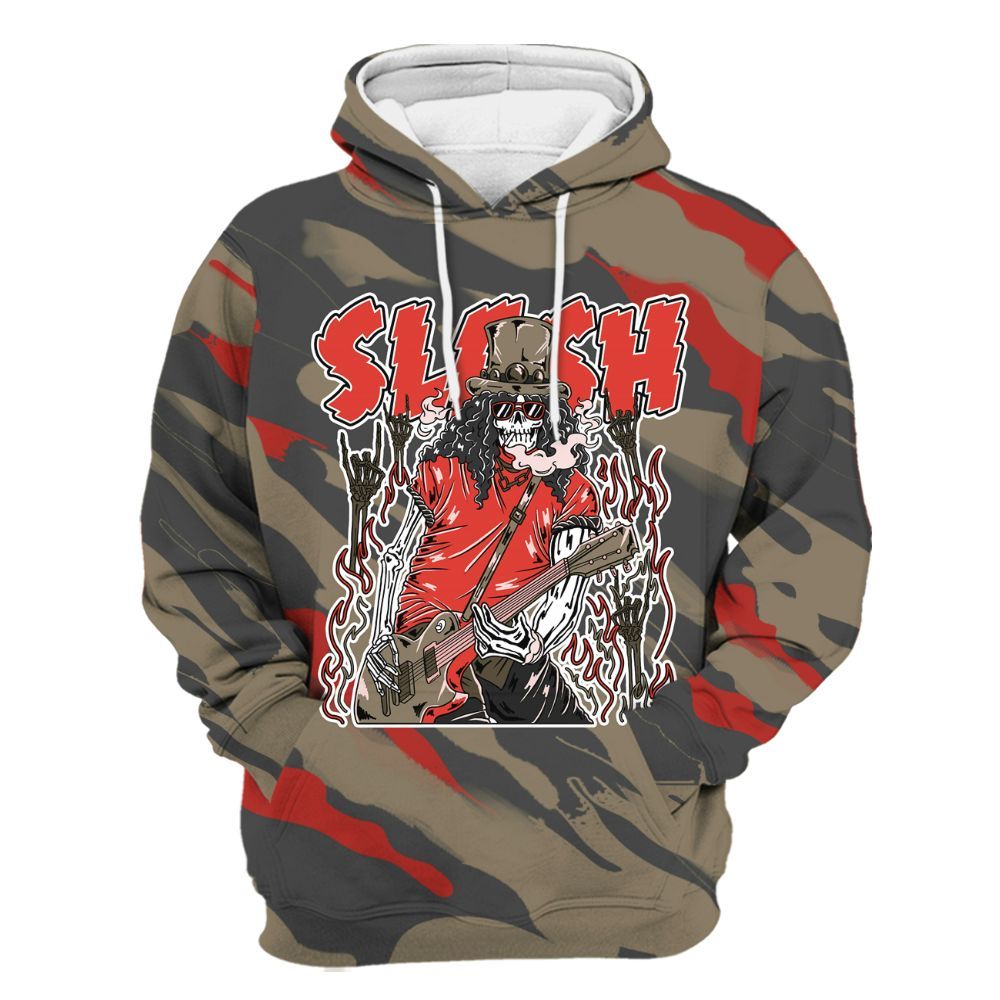 Hoodie To Match Olive 9s - Slash Skeleton Colored All Over Print
