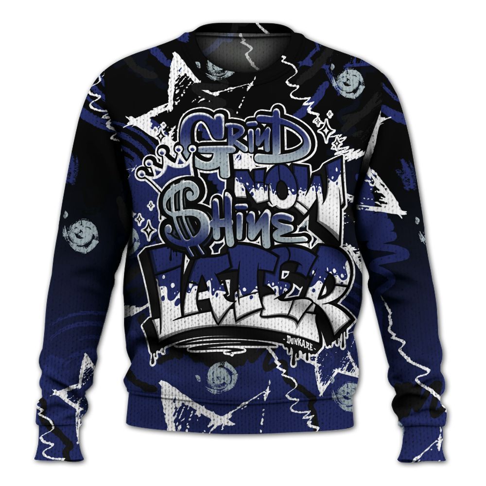 Knitted Sweater To Match Midnight Navy 11s - Grind Shine Later Drip