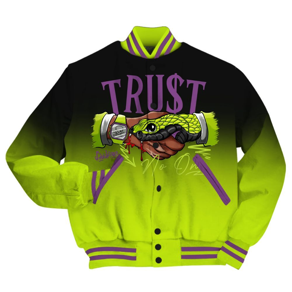 Varsity Jacket To Match GS Black Barely Volt 11s - Trust No One Drip All Over Print