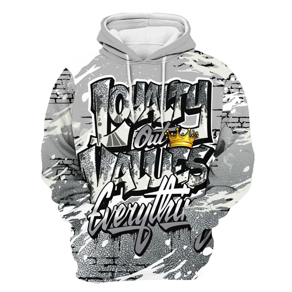 Hoodie To Match Cement Grey Silver 3s - Values Of Loyalty All Over Print