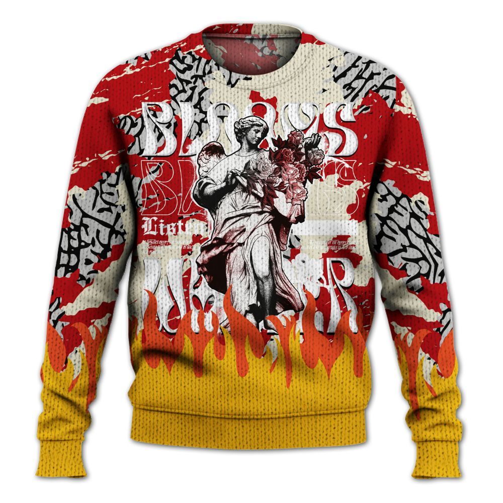 Knitted Sweater To Match Cement Grey 3s - Blooms Whisper Retro