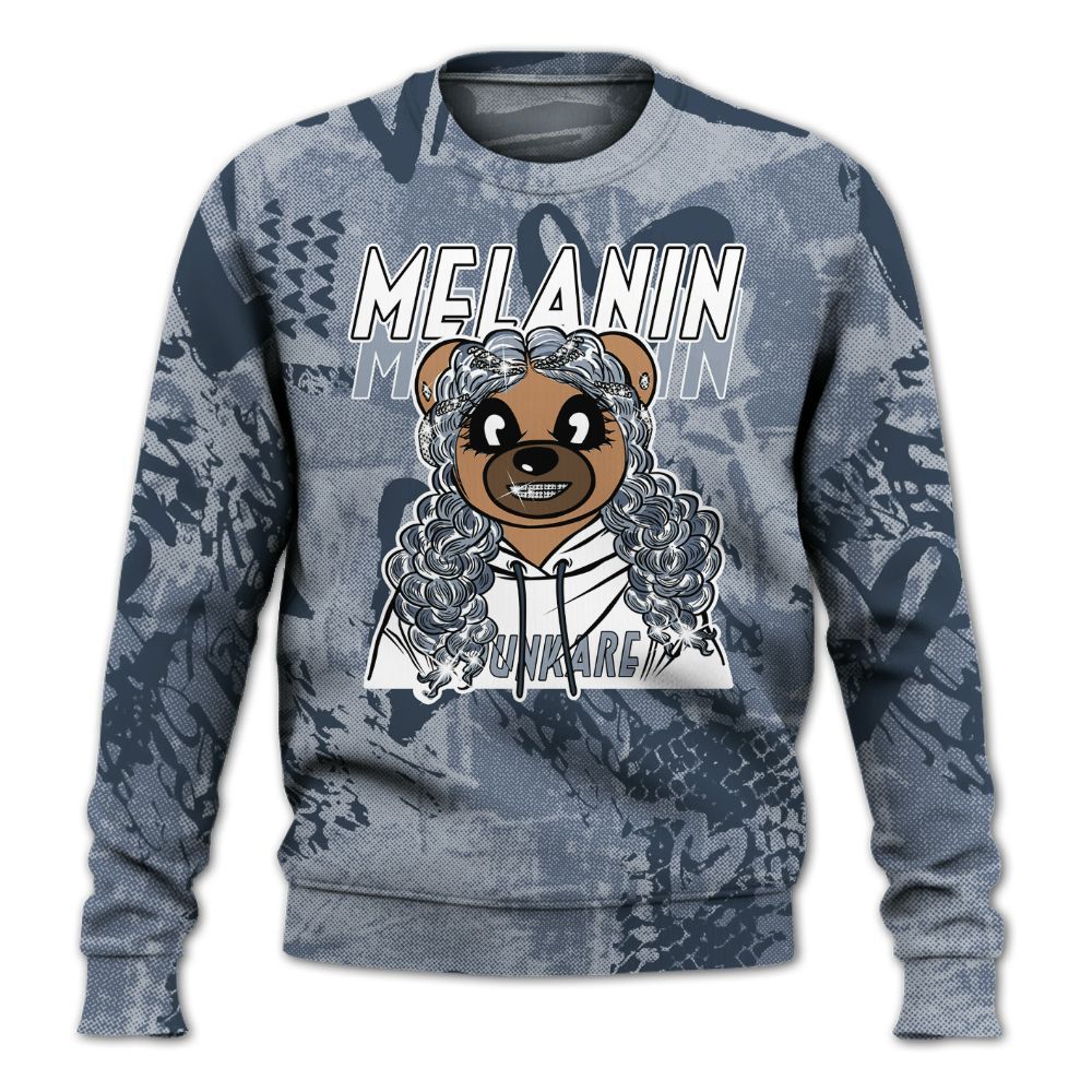 Sweatshirt To Match Low Diffused Blue 11s - Pigments Bear Heart Grunge All Over Print