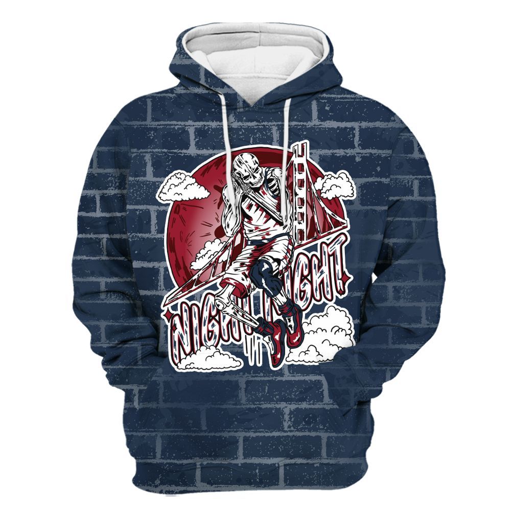 Hoodie To Match White Midnight Navy 6s - Seeya Skeleton Brick All Over Print