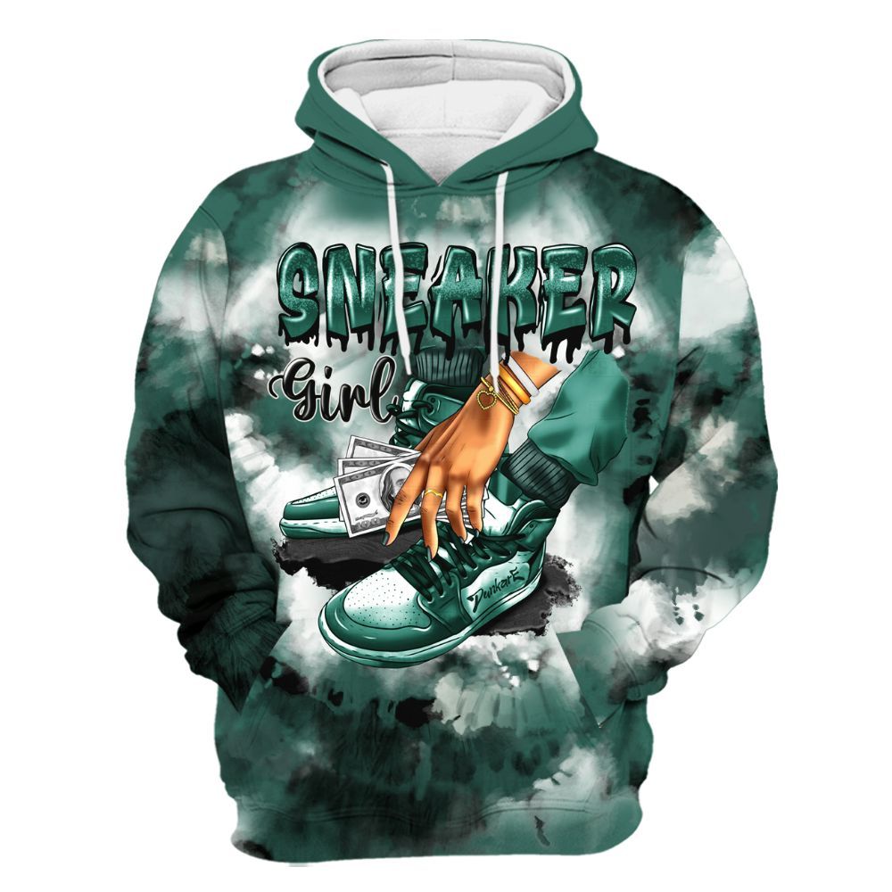 Hoodie To Match RM Oxidized Green 4s - SNEAKER Girl Money Drip Tie Dye All Over Print