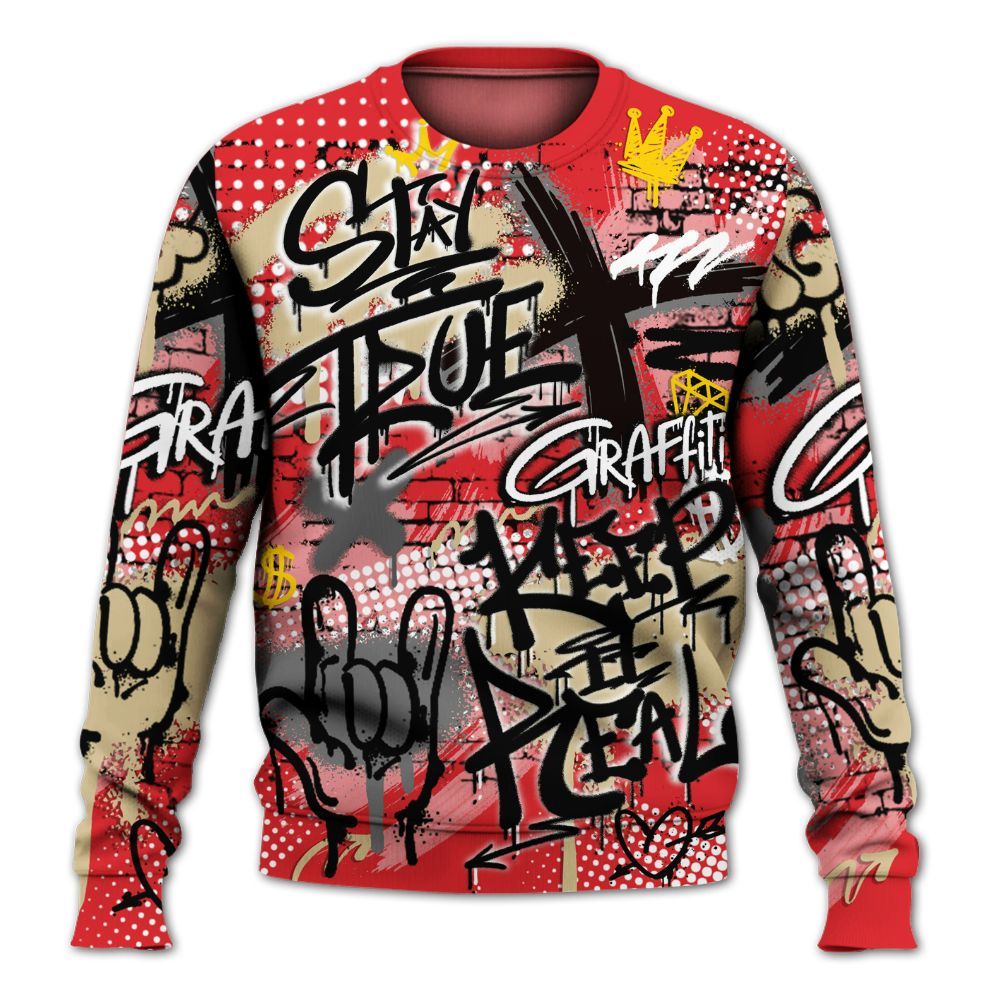 Sweatshirt To Match Prime 93 Fire Red - True It Real Graffiti Streetwear All Over Print