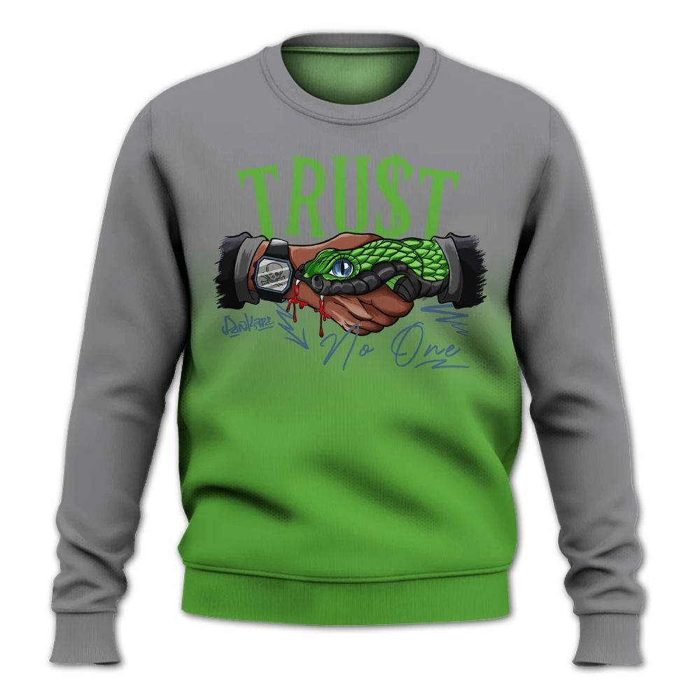 Sweatshirt To Match Retro Green Bean 5s - Snake Trust No One Drip All Over Print