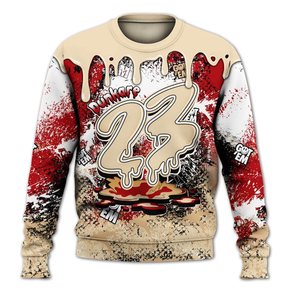 Sweatshirt To Match Dunk Low Strawberry Waffle - Dripping 23 Drip All Over Print