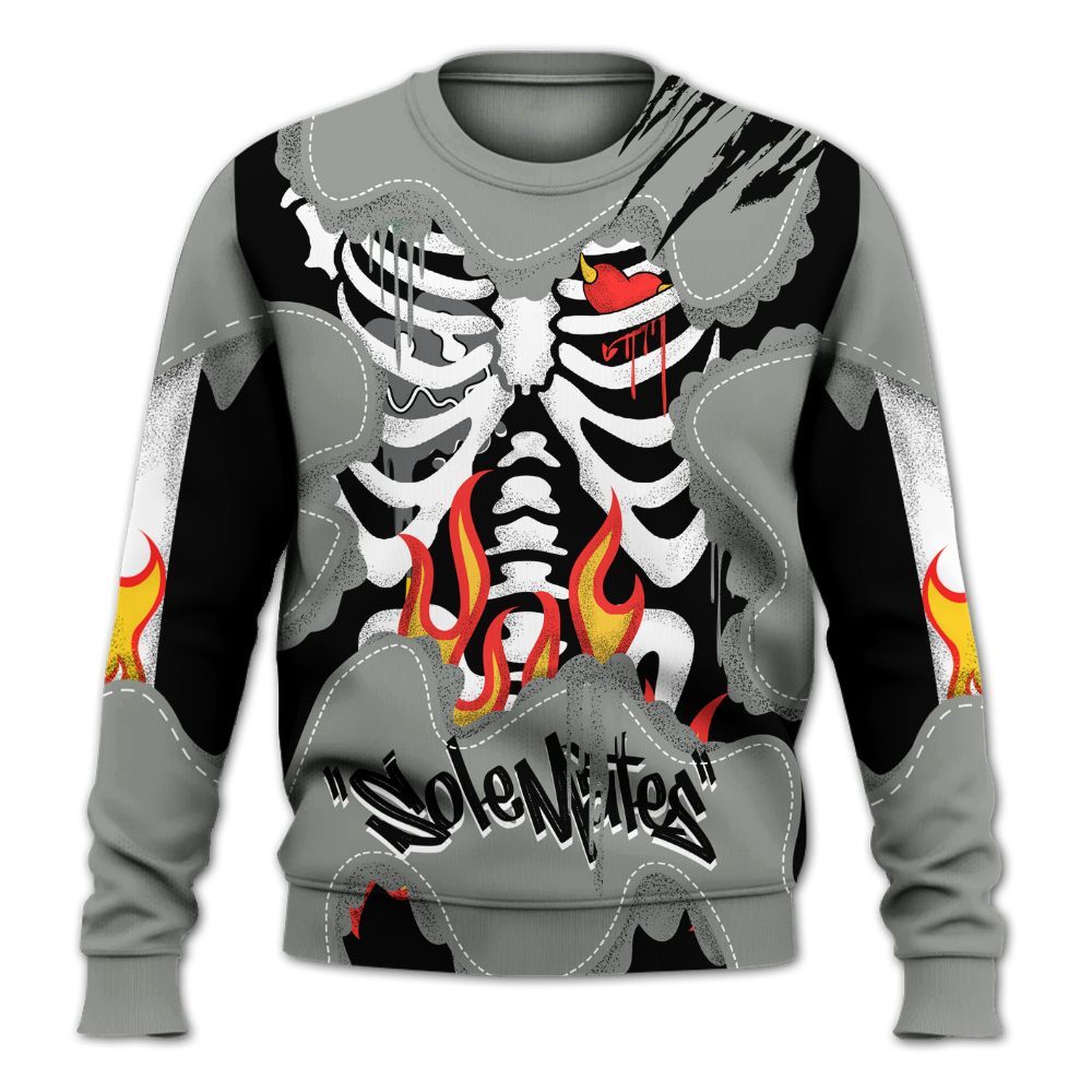 Sweatshirt To Match Paris Olympics 4s - Skeleton Burning Heart Drip All Over Print