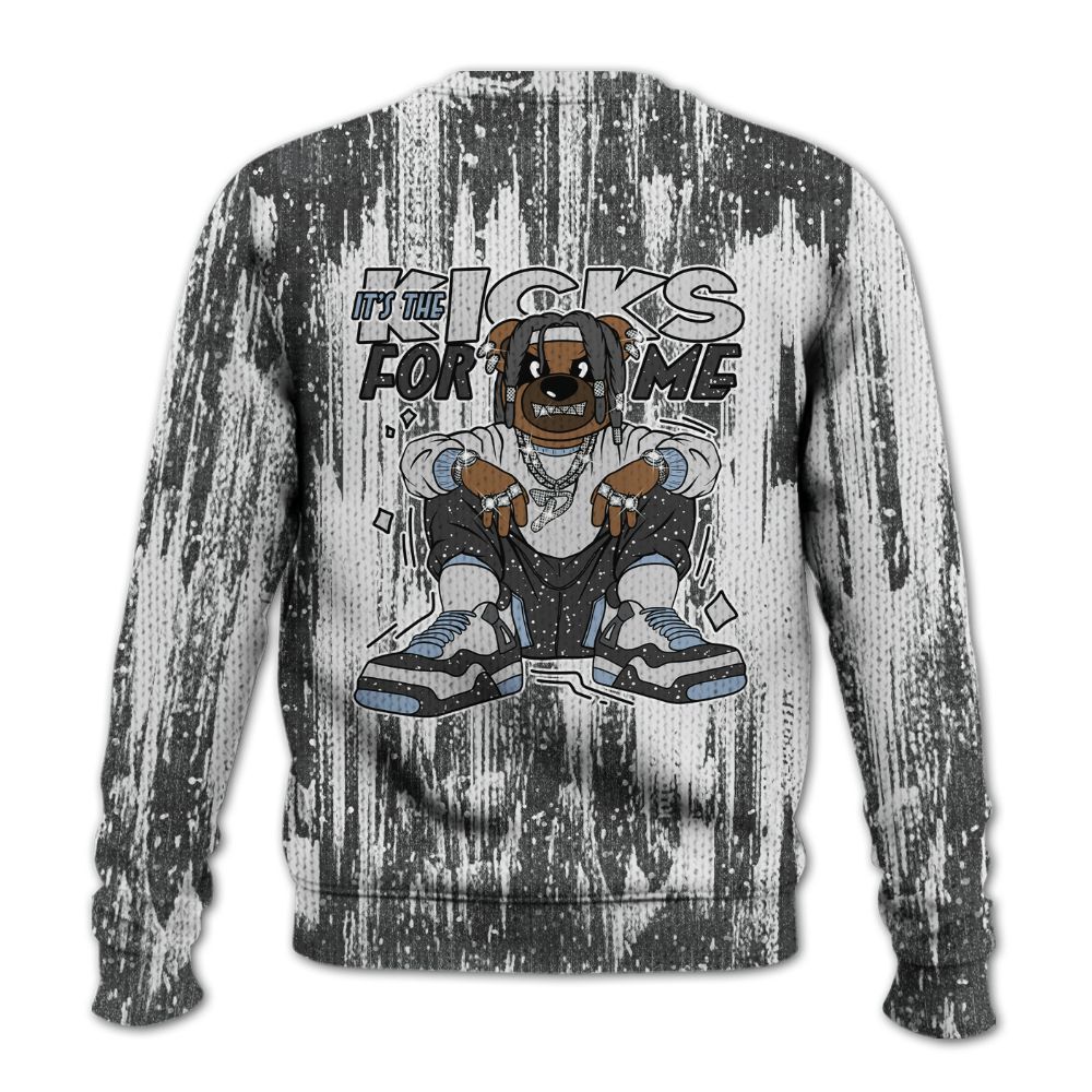 Knitted Sweater To Match Reverse Black White 6s - Sneakers Bear Glitch Art