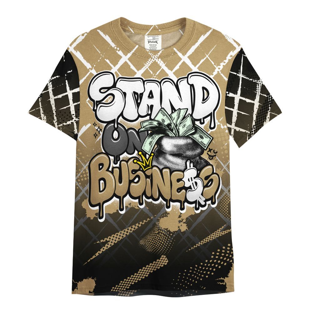 Shirt To Match High OG Black Metallic Gold 1s - Halftone Stand Business Dripping All Over Print
