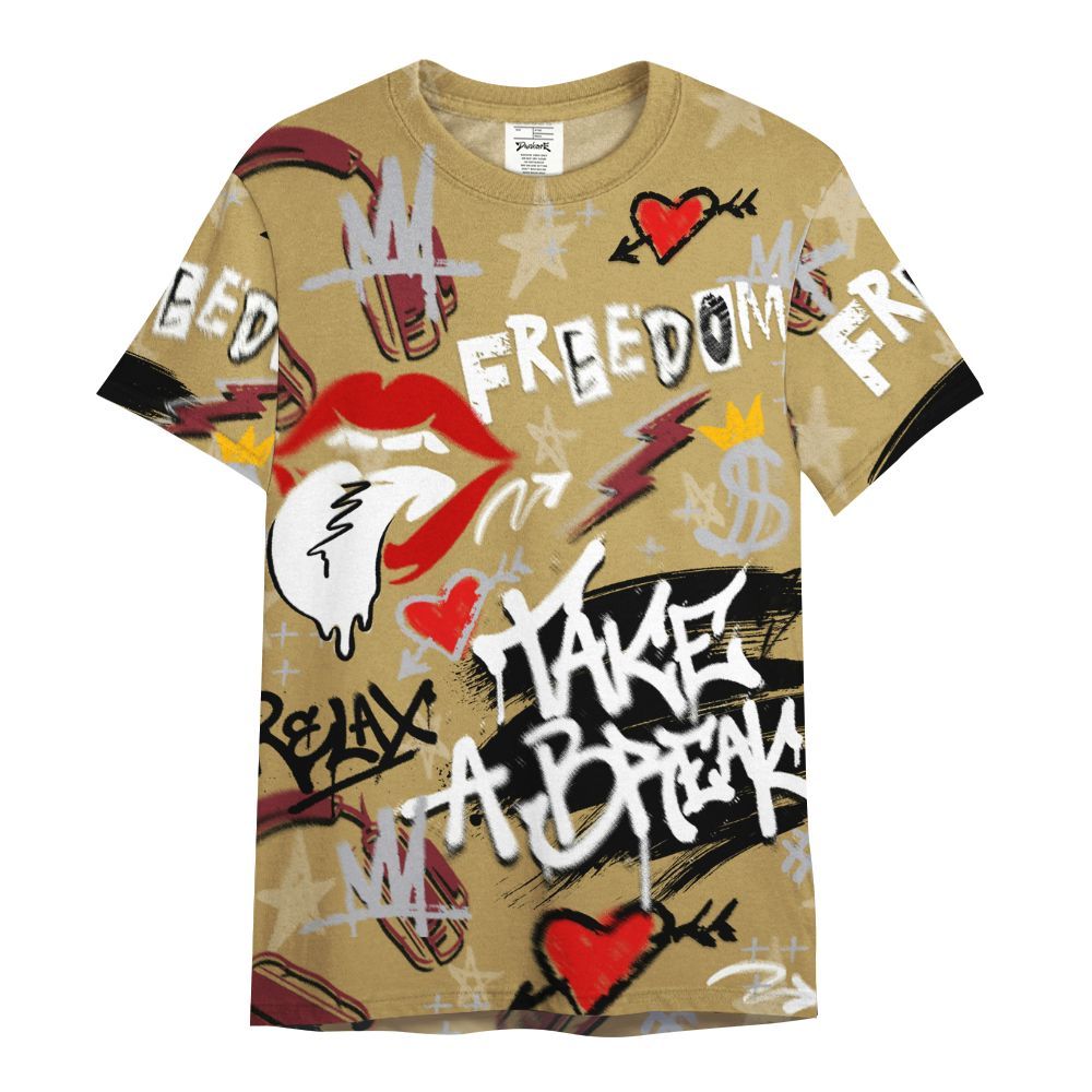 Shirt To Match Kobe 4 Gold Medal - Take Break Freedom Graffiti Streetwear All Over Print