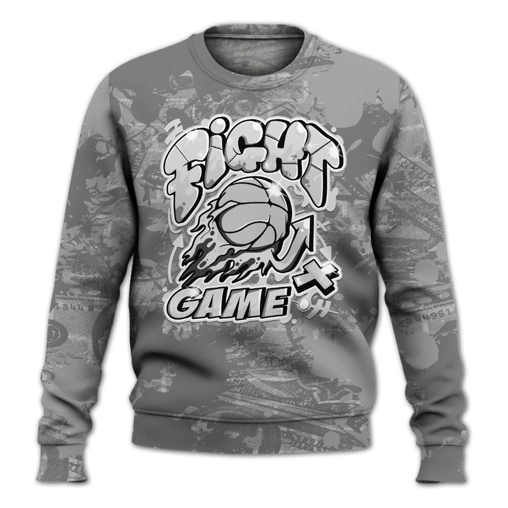 Sweatshirt To Match Black Wolf Grey 12s - Fighter Games Graphic Street Art All Over Print