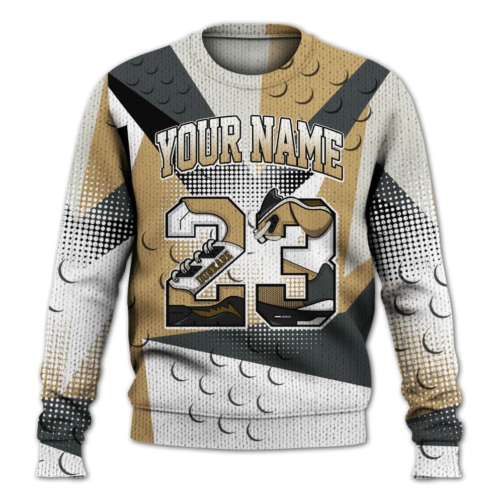 Knitted Sweater To Match Black LD 1000 - Poly Custom Name Number 23 5s