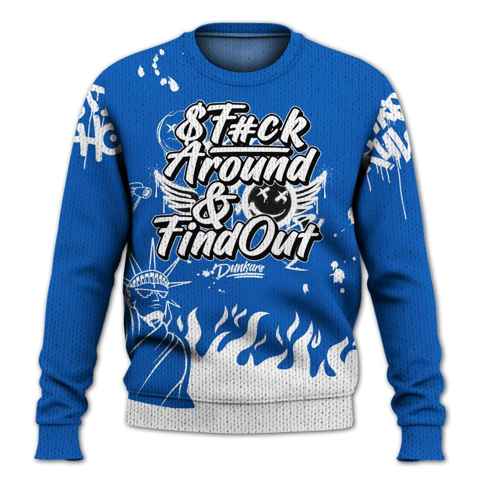 Knitted Sweater To Match Kobe 6 Game Royal - Graphic Fck Around Find Out