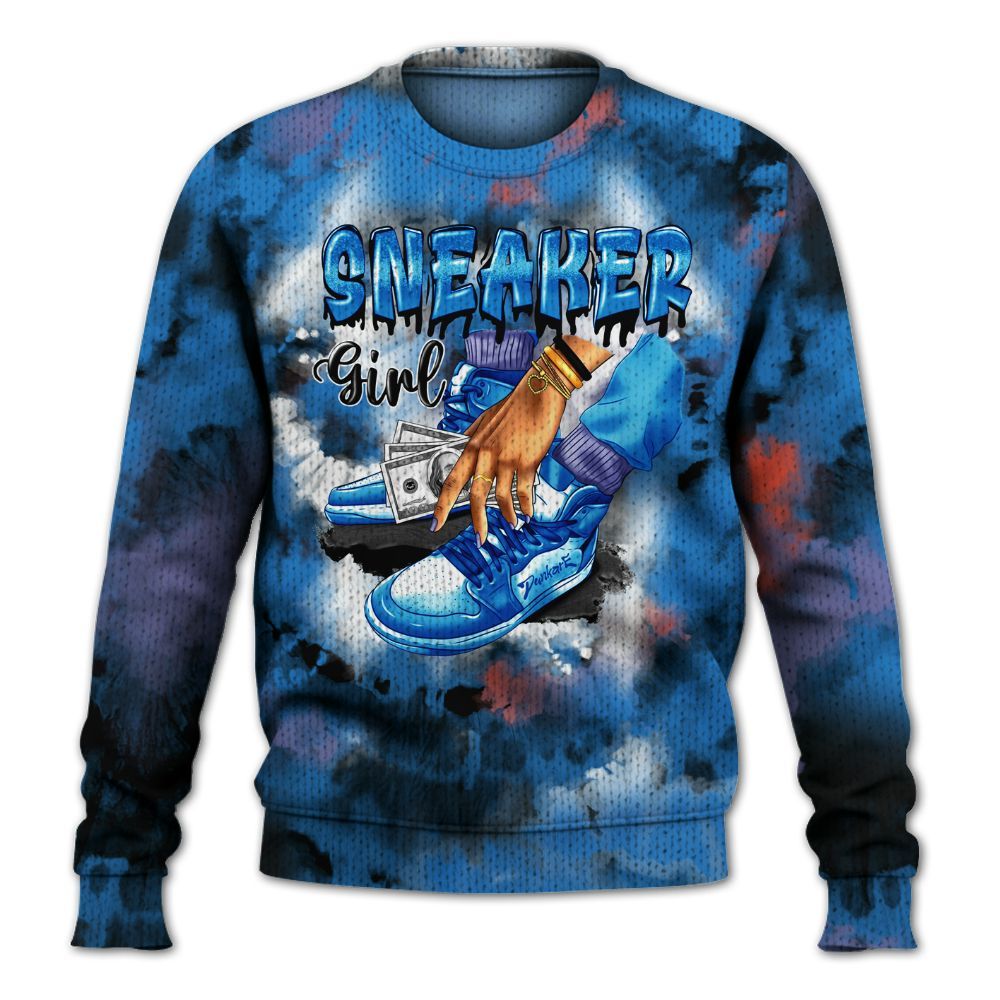 Knitted Sweater To Match Hi-Res Blue 700s - SNEAKER Girl Money Drip Tie Dye