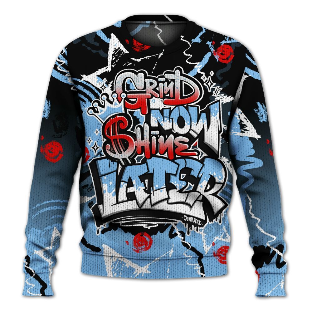 Knitted Sweater To Match University Blue 5s - Grind Shine Later Drip