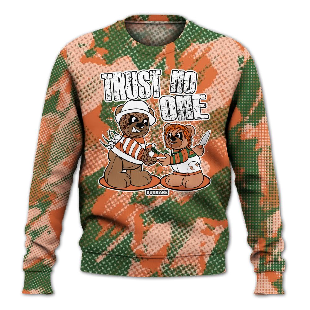 Sweatshirt To Match Low Miami 5s - Trust No One Bear Abstract Halftone All Over Print