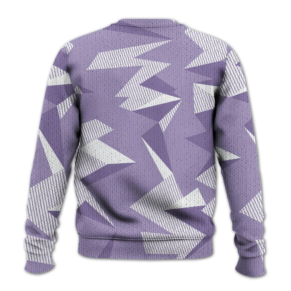 Knitted Sweater To Match Low Pure Violet 11s - Geometric Camouflage Pattern