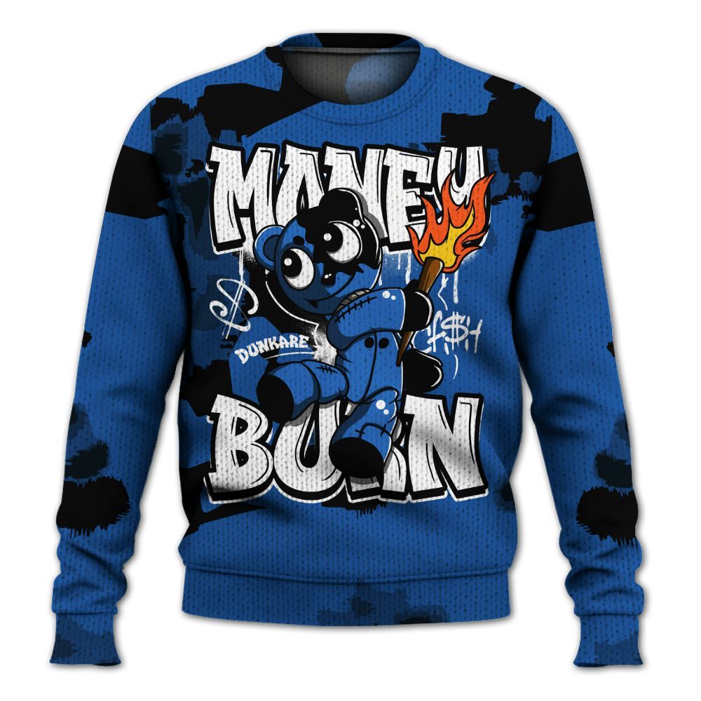 Knitted Sweater To Match Low Space Royal 11s - Money Burn Retro