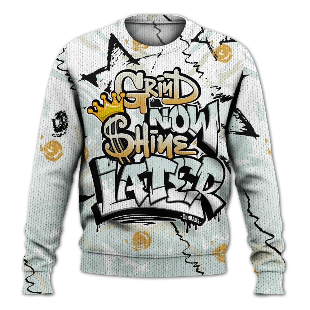 Knitted Sweater To Match Pure Platinum 4s - Grind Shine Later Drip