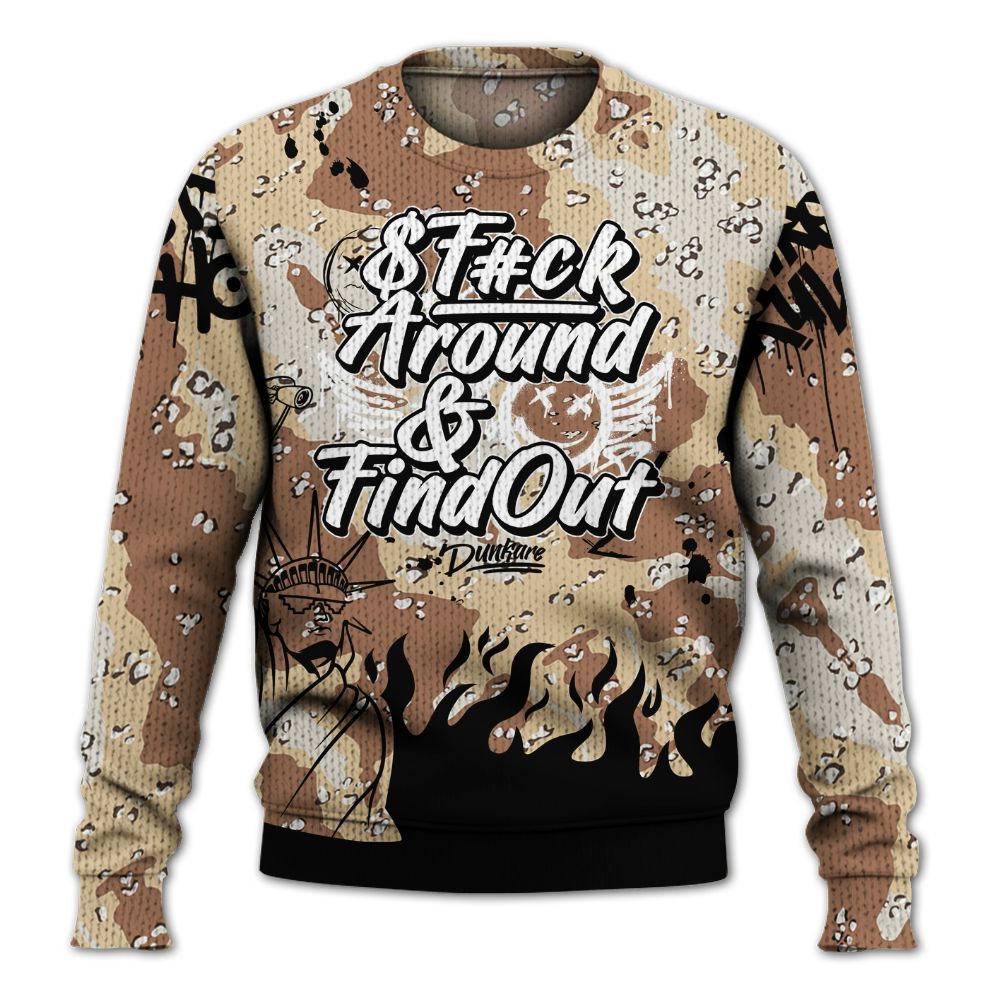 Knitted Sweater To Match Desert Camo 3s - Graphic Fck Around Find Out