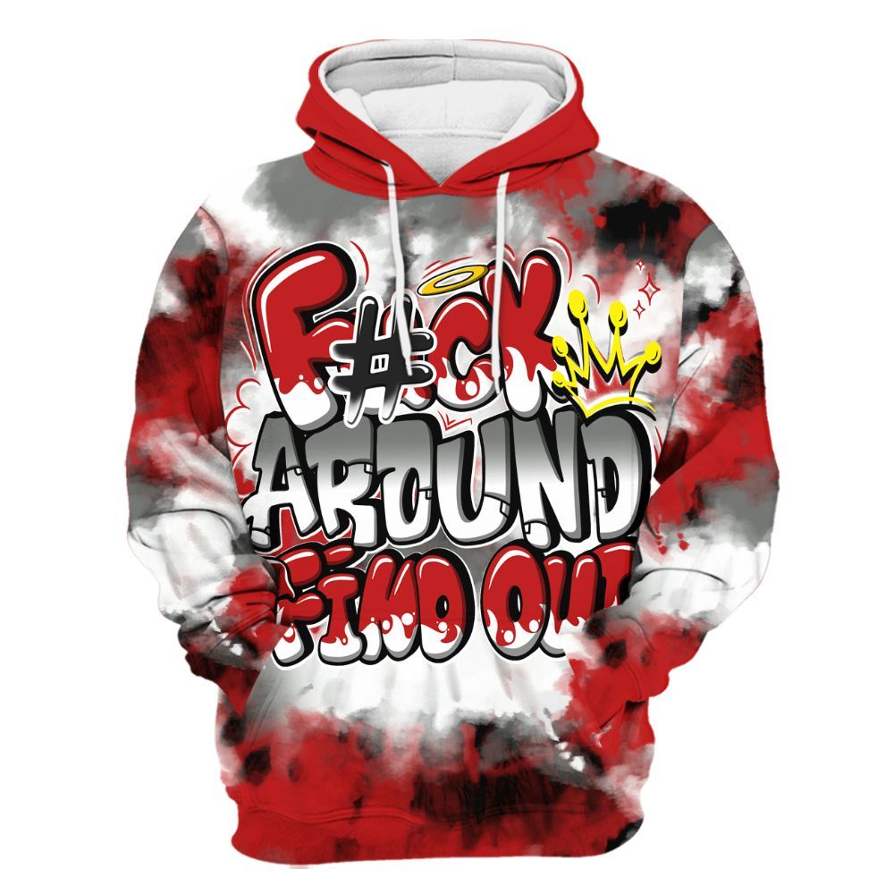 Hoodie To Match Bred Reimagined 4s - Tie Dye FK Around Find Out All Over Print