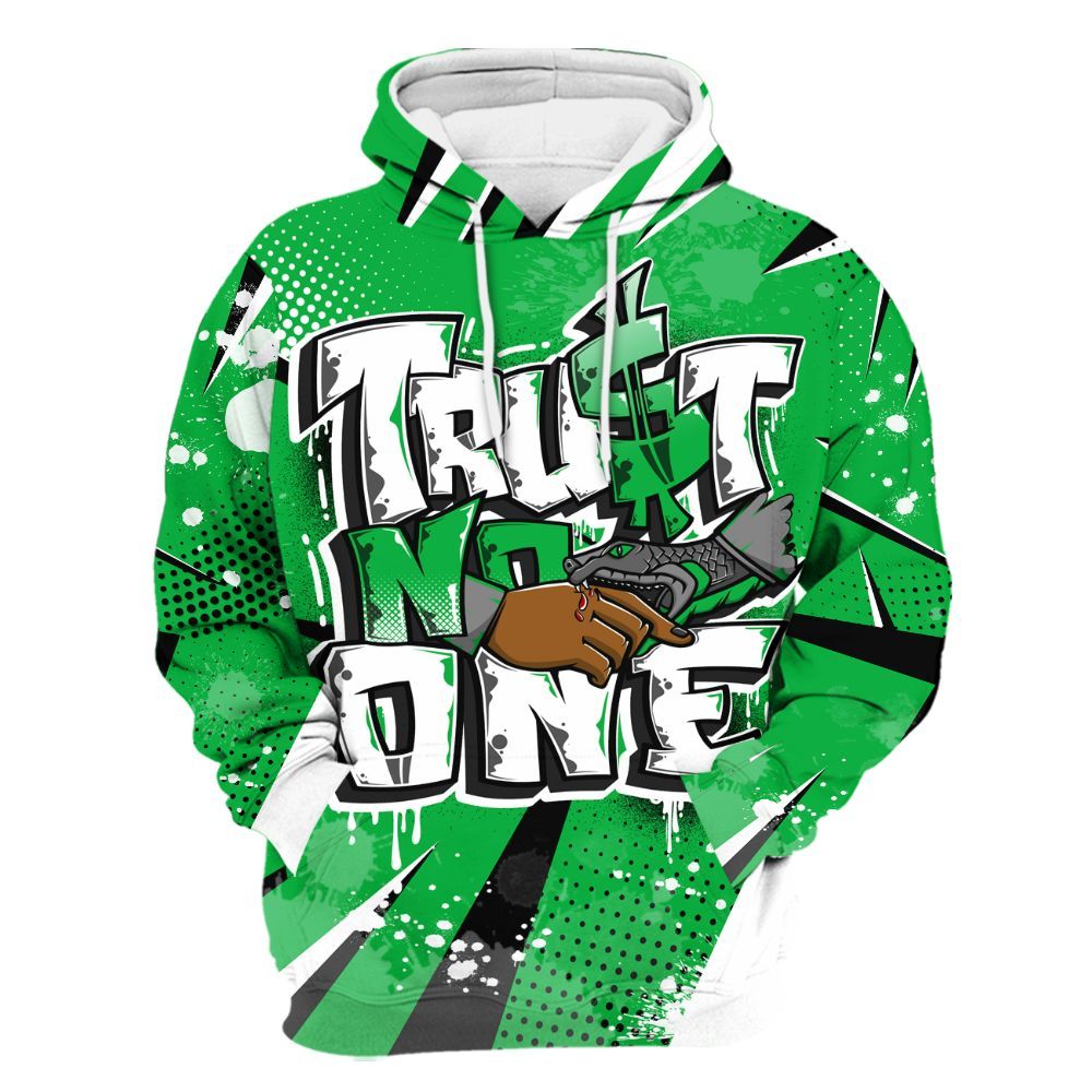 Hoodie To Match Lucky Green 5s - Poly Trust No One Dripping All Over Print