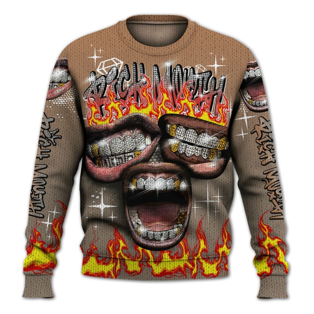 Knitted Sweater To Match Air Max Rocky Distressed - Rich Mouth Fire Rap Retro 90s