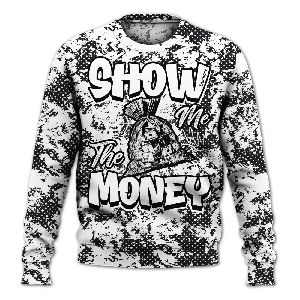 Sweatshirt To Match White Thunder 4s - Show Me The Money Retro All Over Print