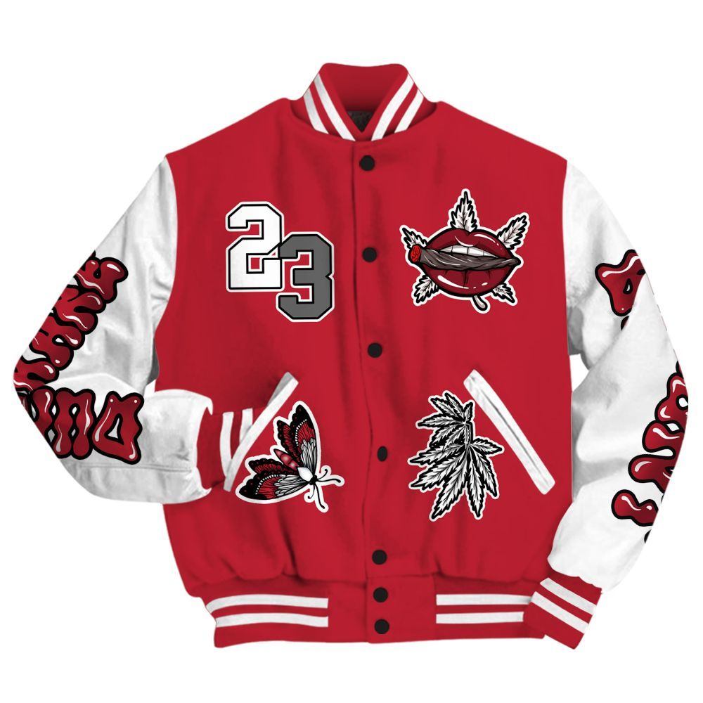 Varsity Jacket To Match Red Flint 13s - Bluntz Unique All Over Print