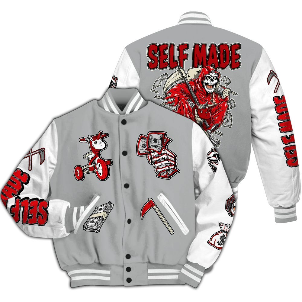Varsity Jacket To Match Cement Grey 3s - Self Make Skeleton All Over Print