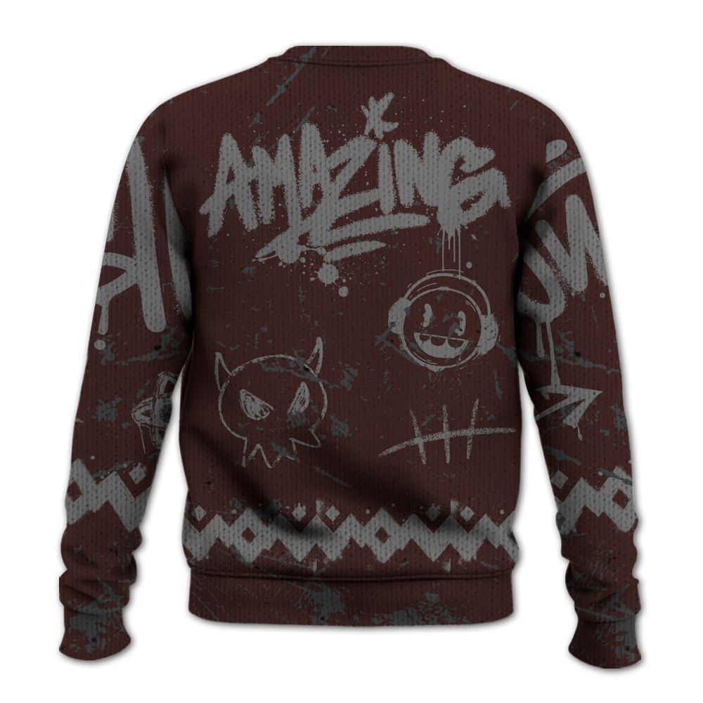 Knitted Sweater To Match Burgundy 5s - Friday Sneaker Crayon