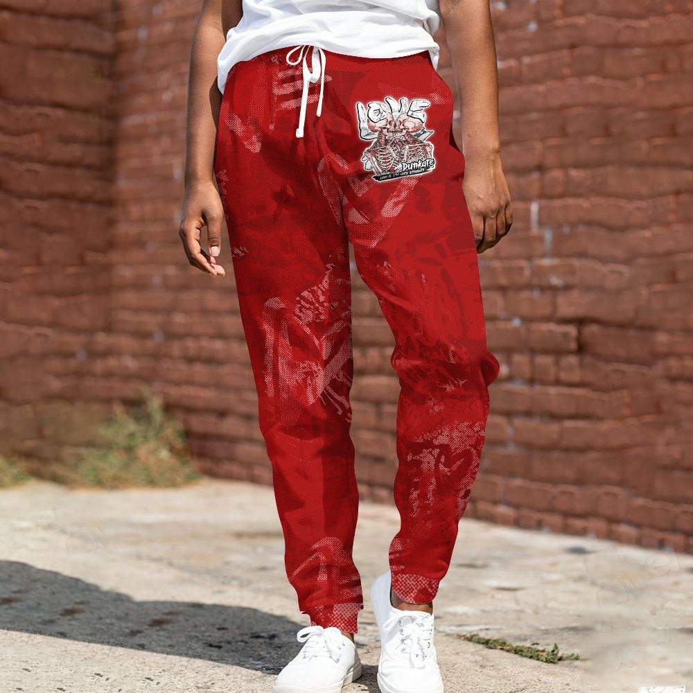Sweatpant To Match Red Taxi 12s - Skull Love All Over Print