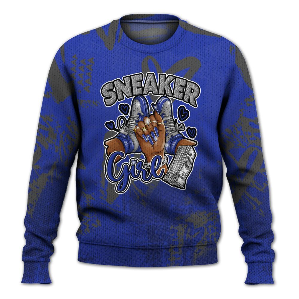 Knitted Sweater To Match Air Max Plus Black Racer Blue - Sneakerz Girlz Heart Grunge