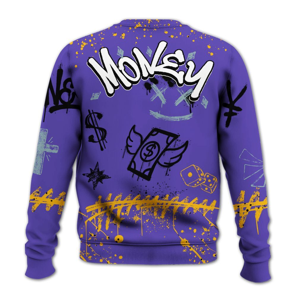 Sweatshirt To Match Imperial Purple 4s - Everybody Paid In Full Crayon All Over Print