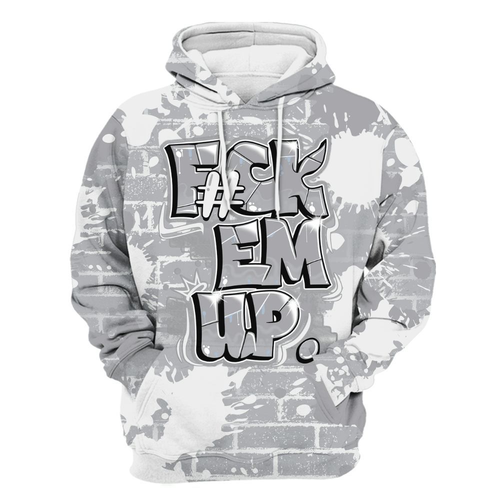 Hoodie To Match Low OG Wolf Grey 1s - F#ck Em Graphic Brick Art All Over Print