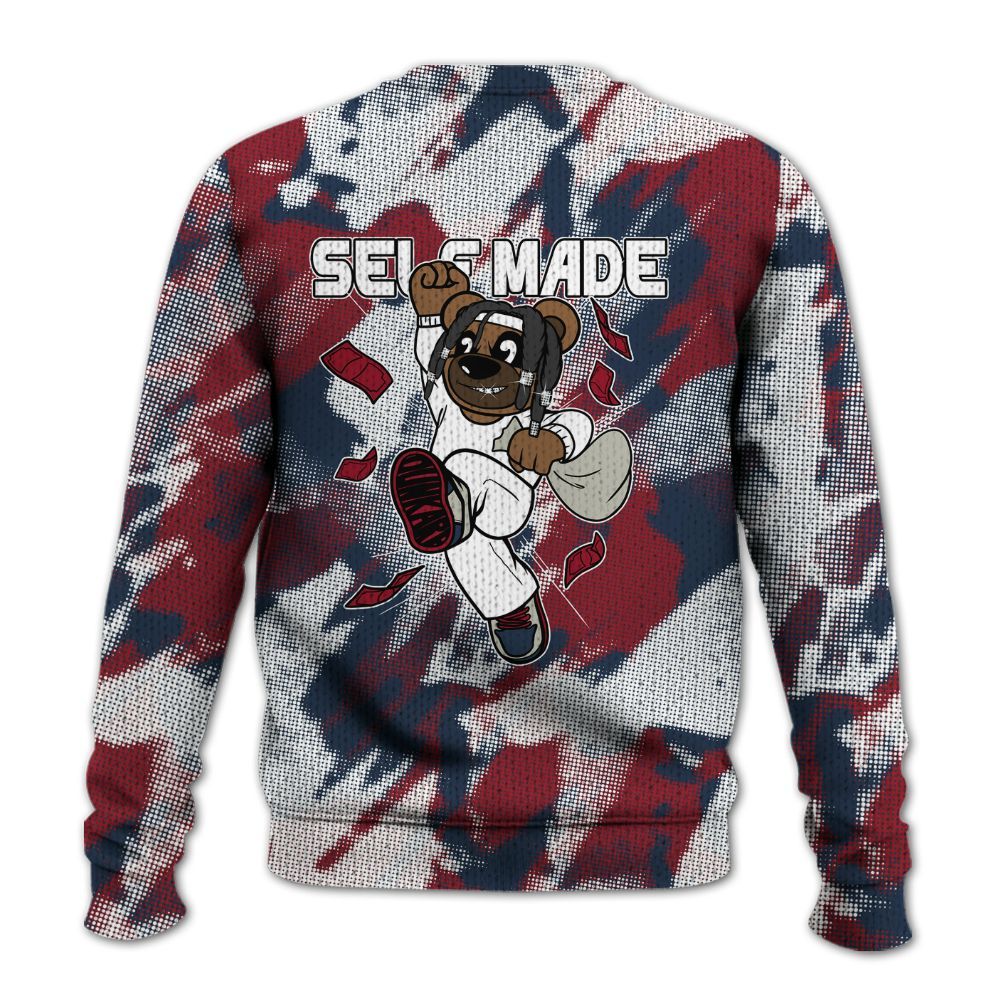 Knitted Sweater To Match Navy Blue 2024 6s - Autonomous Bear Abstract Halftone