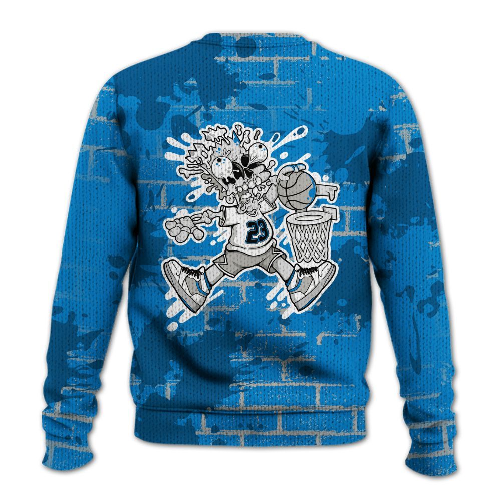 Knitted Sweater To Match Military Blue 4s - 85's Dunks Graphic Halloween