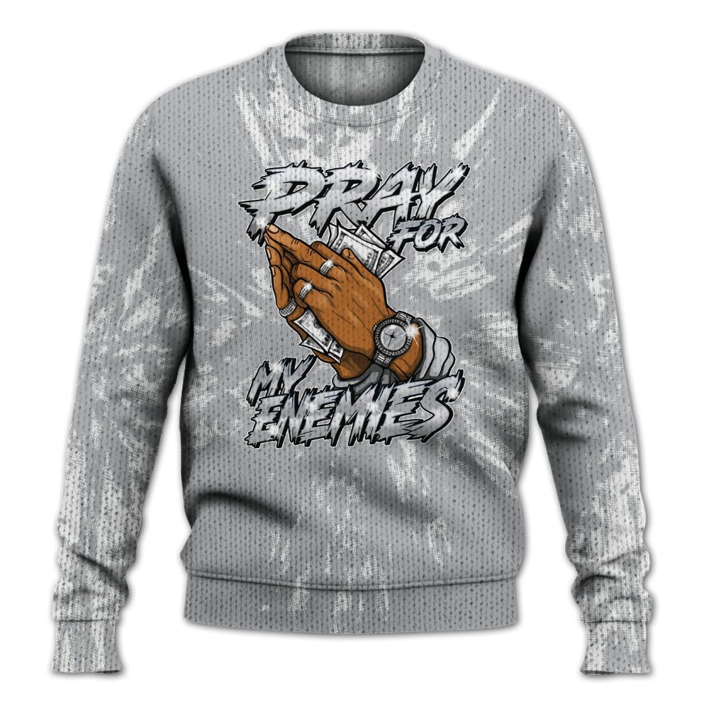 Knitted Sweater To Match Low OG Wolf Grey 1s - Prayed For Enemies Graphic Luxury