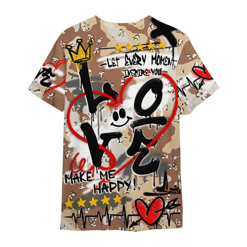 Shirt To Match Desert Camo 3s - Happy Love Beats Graffiti Streetwear All Over Print
