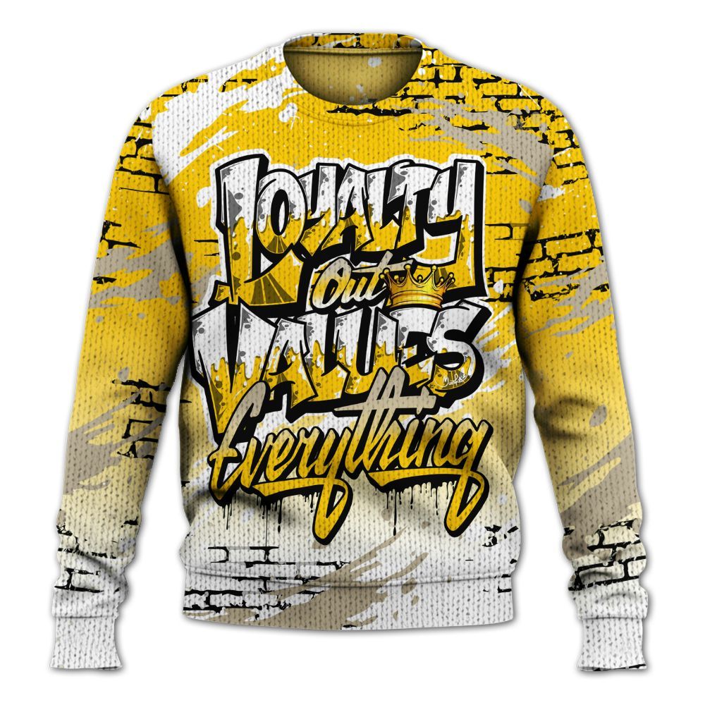 Knitted Sweater To Match Vivid Sulfur 4s - Values Of Loyalty Drip