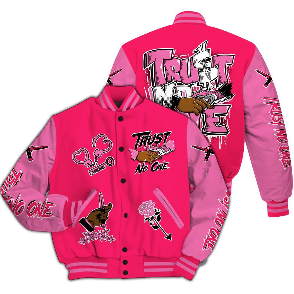 Varsity Jacket To Match Air VaporMax Plus Triple Pink - Trust No One Dripping All Over Print