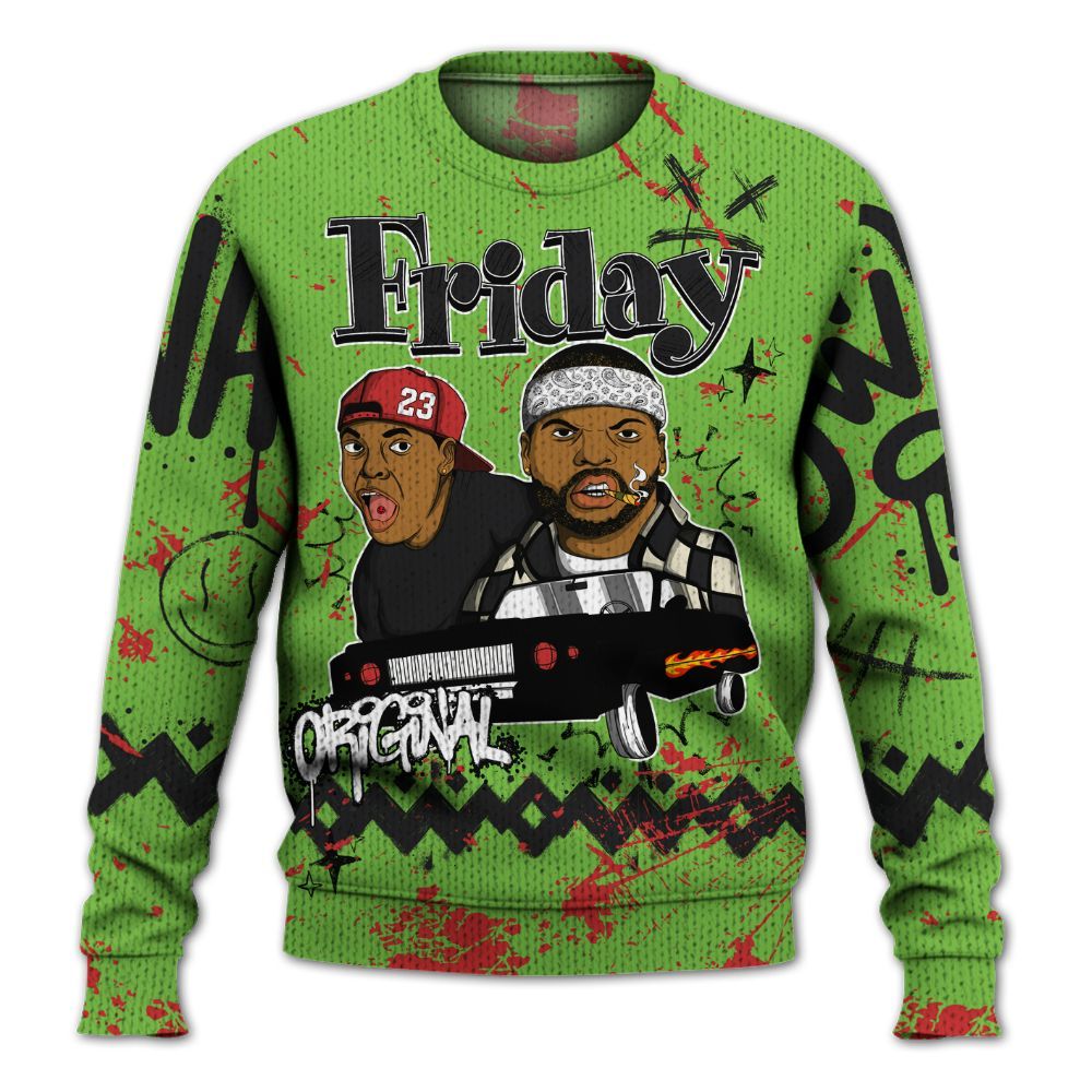 Knitted Sweater To Match Air Max Waffle SP Action Green - Friday Sneaker Crayon