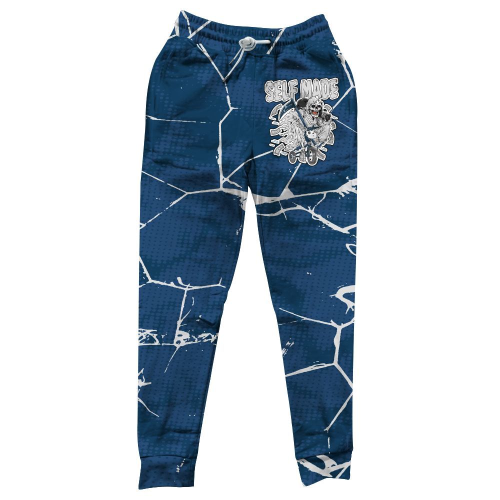 Sweatpant To Match High OG Midnight Navy 1s - Self Made Skeleton Crack All Over Print