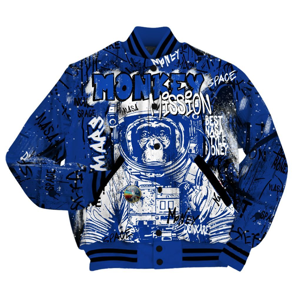Varsity Jacket To Match Air Foamposite One Royal Shirt, Monkey Misson Space All Over Print